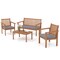 Costway 4 PCS Patio Wood Furniture Set with Loveseat, 2 Chairs & Coffee Table for Porch White/Grey/Navy